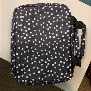 NWT toiletries bag in navy polka dot